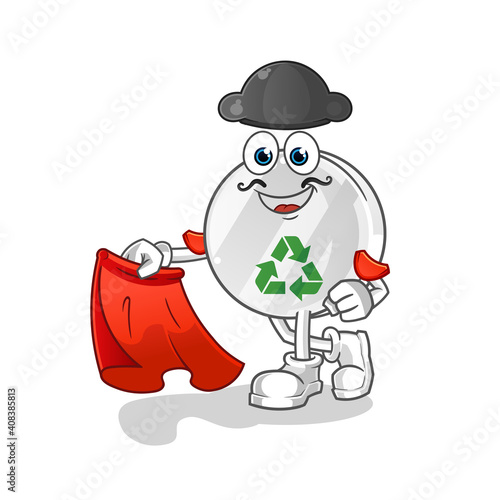 recycle sign matador with red cloth illustration. character vector