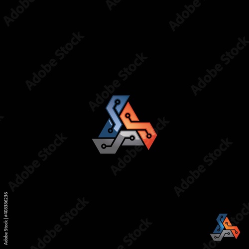 Triple S tech 3D logo design 