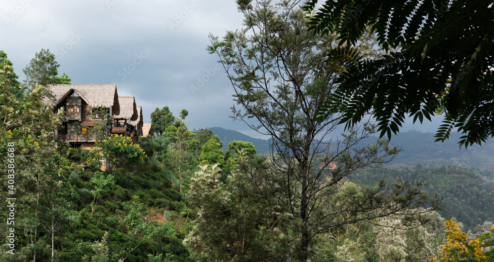 Exclusive and beautiful resort near Ella, Sri Lanka. Scenic views to green mountains