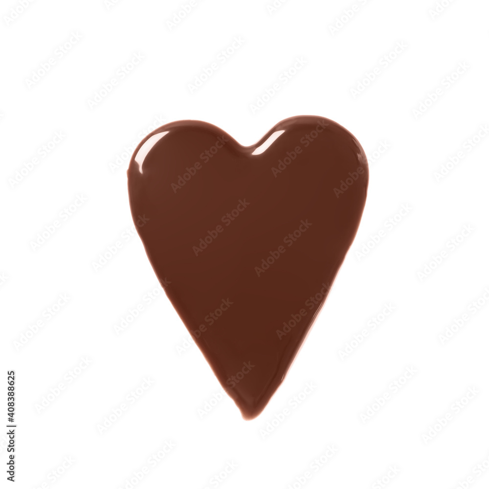 Heart made of dark chocolate on white background, top view Heart made of dark chocolate on white background, top view