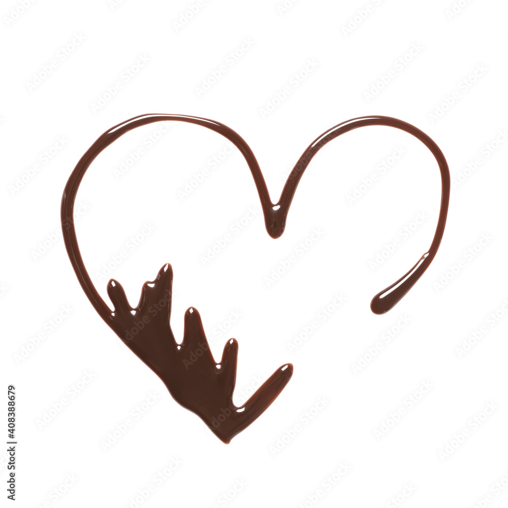 Obraz premium Heart made of dark chocolate on white background, top view