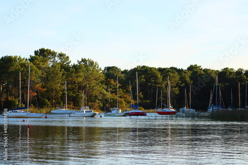 Embarcación de veleros en un lago