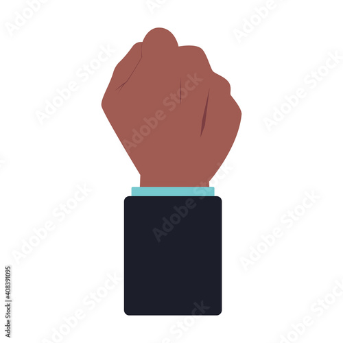 Man's hand is clenched into a fist. illustration