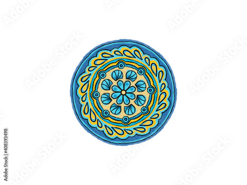 yellow and blue flower ornament pastel effect