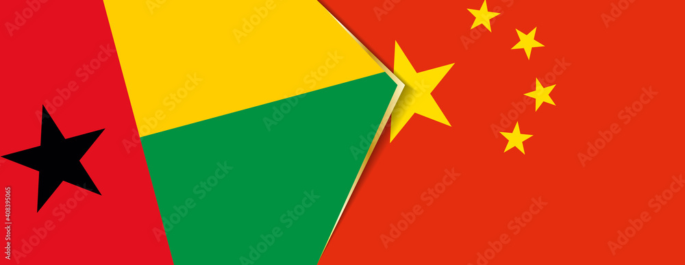 Guinea-Bissau and China flags, two vector flags. Guinea-Bissau and China flags, two vector flags.