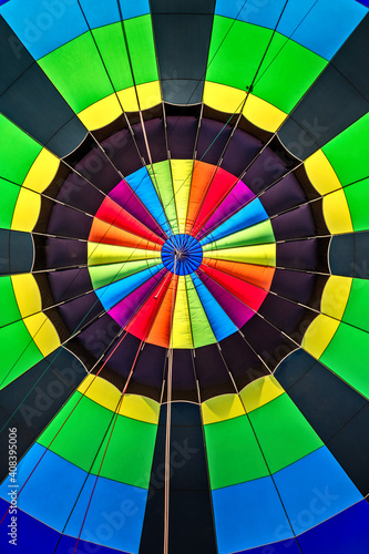 Centered colorful rings inside a hot air balloon