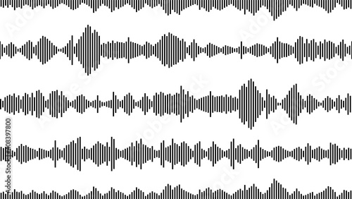 Obraz na płótnie seamless sound waveform pattern for music player, podcasts, video editor, voise message in social media chats, voice assistant, dictaphone. vector illustration w salonie