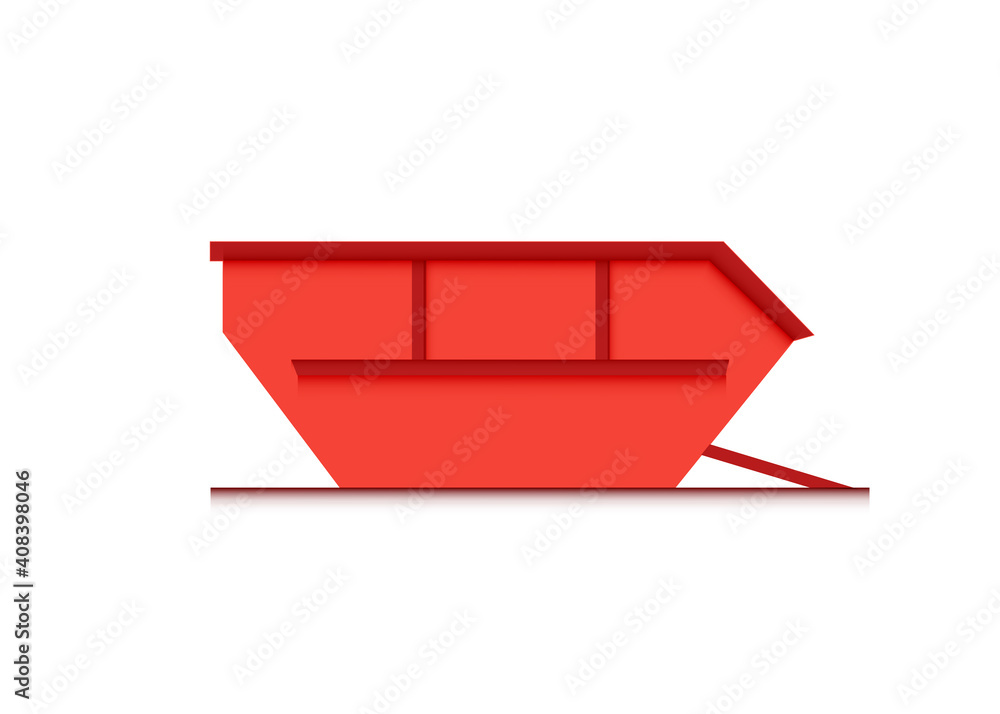 skip bin is a large open-topped waste container. red skip vector icon illustration