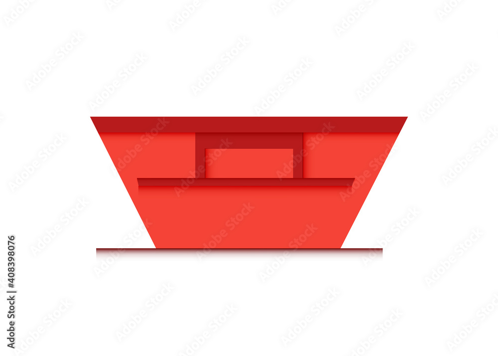 skip bin is a large open-topped waste container. red skip vector icon illustration