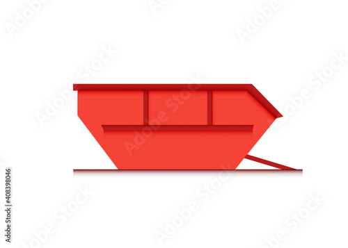 Obraz na płótnie skip bin is a large open-topped waste container. red skip vector icon illustration w salonie