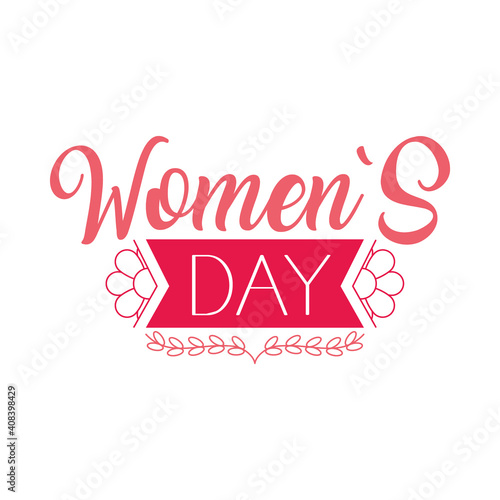 womens day lettering design with decorative ribbon  colorful design