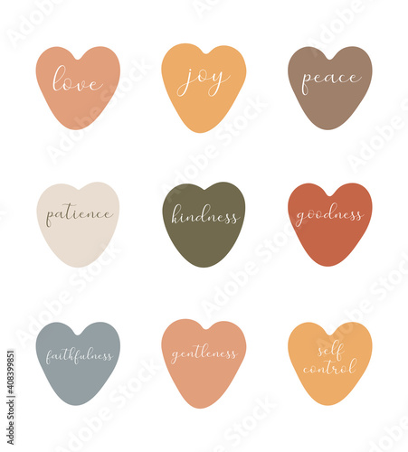Fruit of the spirit, scripture verse vector, love print, boho minimal vector, bible verse poster, abstract heart isolated