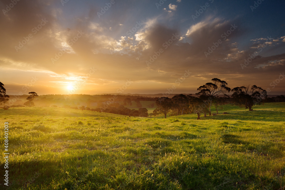 sunset over farmland, Adelaide Hills sunset over farmland, Adelaide Hills