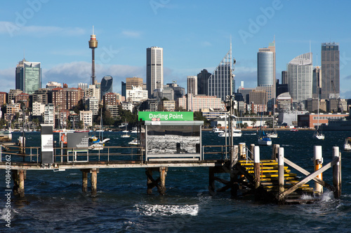 Darling Point ferry wharf with sydney skyline in the background photo