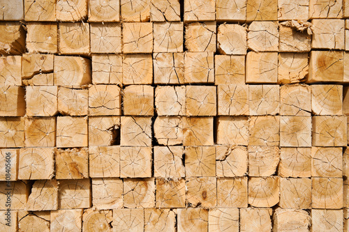 Full-frame shot of orderly timber stacks