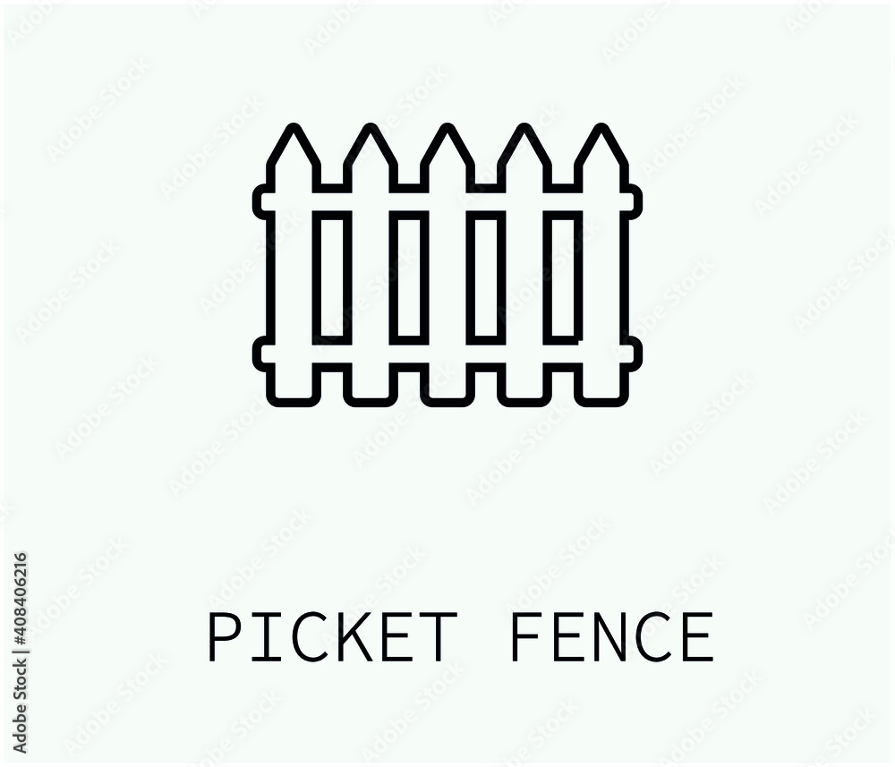 picket fence vector icon.  Editable stroke. Symbol in Line Art Style for Design, Presentation, Website or Apps Elements, Logo. Pixel vector graphics - Vector