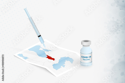 Georgia Vaccination, Injection with COVID-19 vaccine in Map of Georgia.