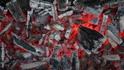 Hot burning charcoal photo