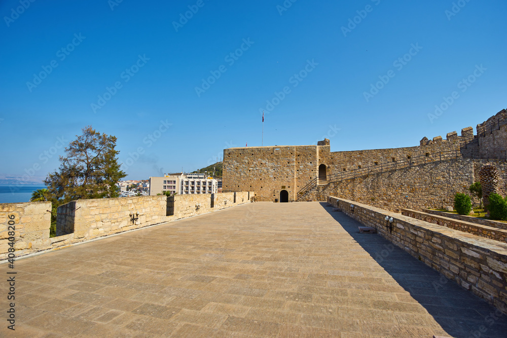 A view of the historical Cesme Castle in Cesme, Turkey