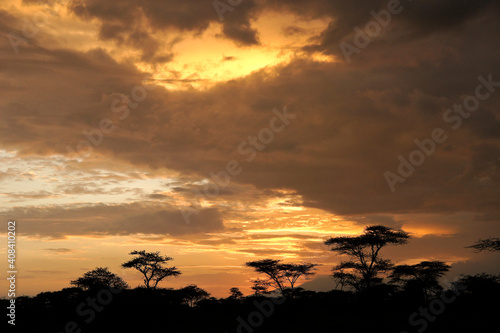 Sunrise under stormy skies  Ngorongoro Conservation Area  Tanzania