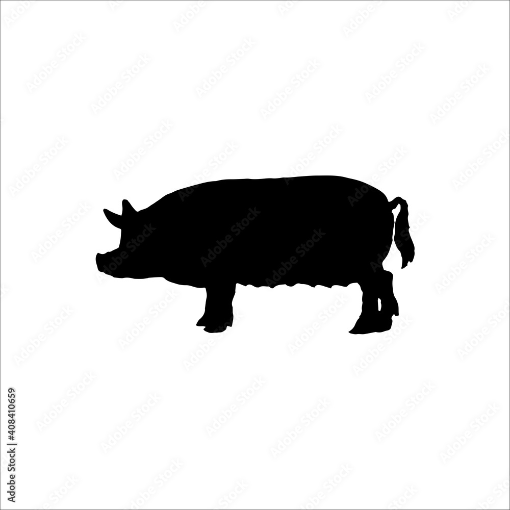 the silhouette of a pig. bitmap illustration the silhouette of a pig. bitmap illustration