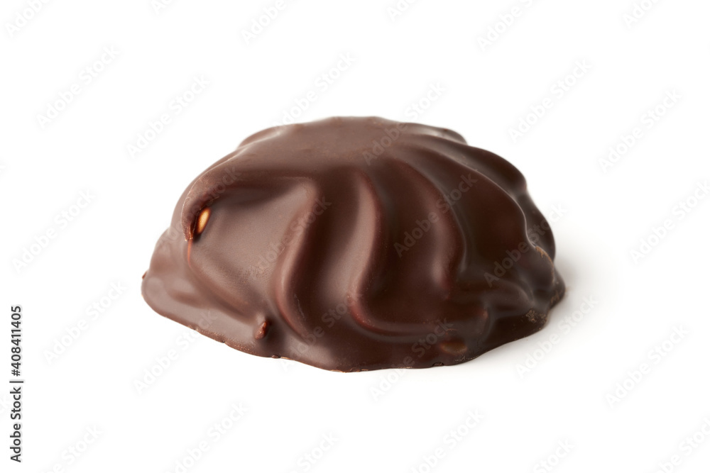 Closeup marshmallow in chocolate isolated on white background Closeup marshmallow in chocolate isolated on white background