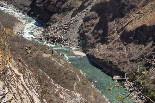 The Apurimac River at canyon bottom on the Choquequirao trek, the "other Machu Picchu," Santa Teresa, Apurimac, Peru