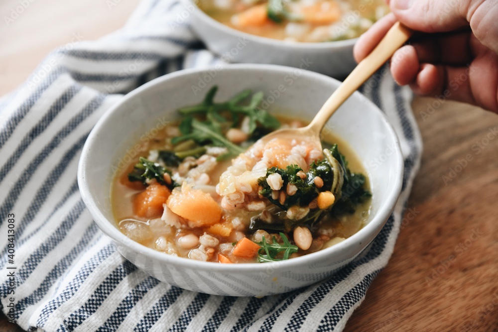 Farro warm soup stew Farro warm soup stew