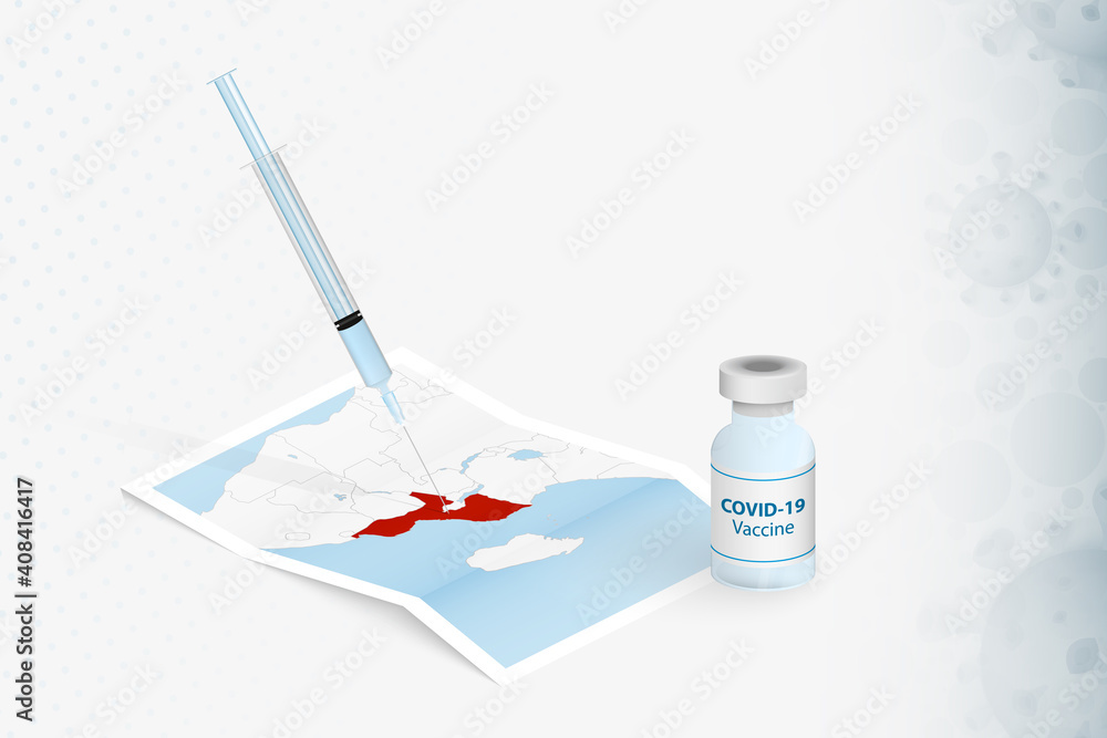 Mozambique Vaccination, Injection with COVID-19 vaccine in Map of Mozambique. Mozambique Vaccination, Injection with COVID-19 vaccine in Map of Mozambique.