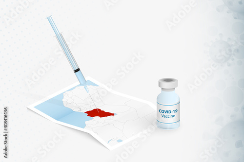 Nigeria Vaccination, Injection with COVID-19 vaccine in Map of Nigeria.