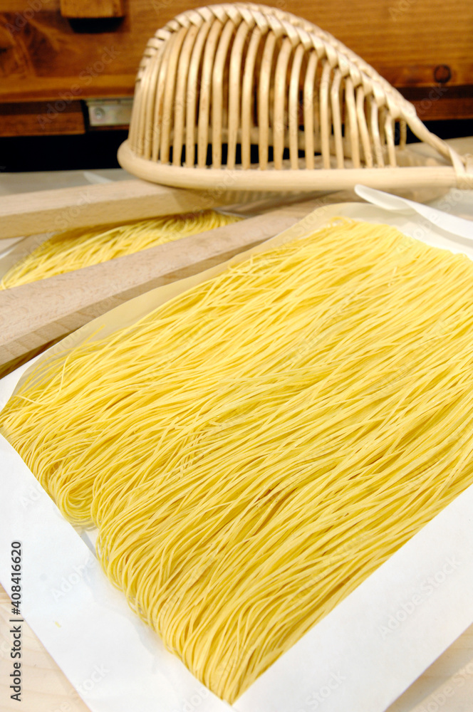 Maccheroncini di Campofilone is a typical pasta of marche region Maccheroncini di Campofilone is a typical pasta of marche region