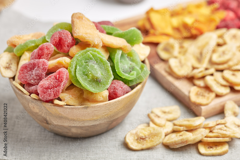 Close-up of an appetizing assortment of dried fruits. Close-up of an appetizing assortment of dried fruits.