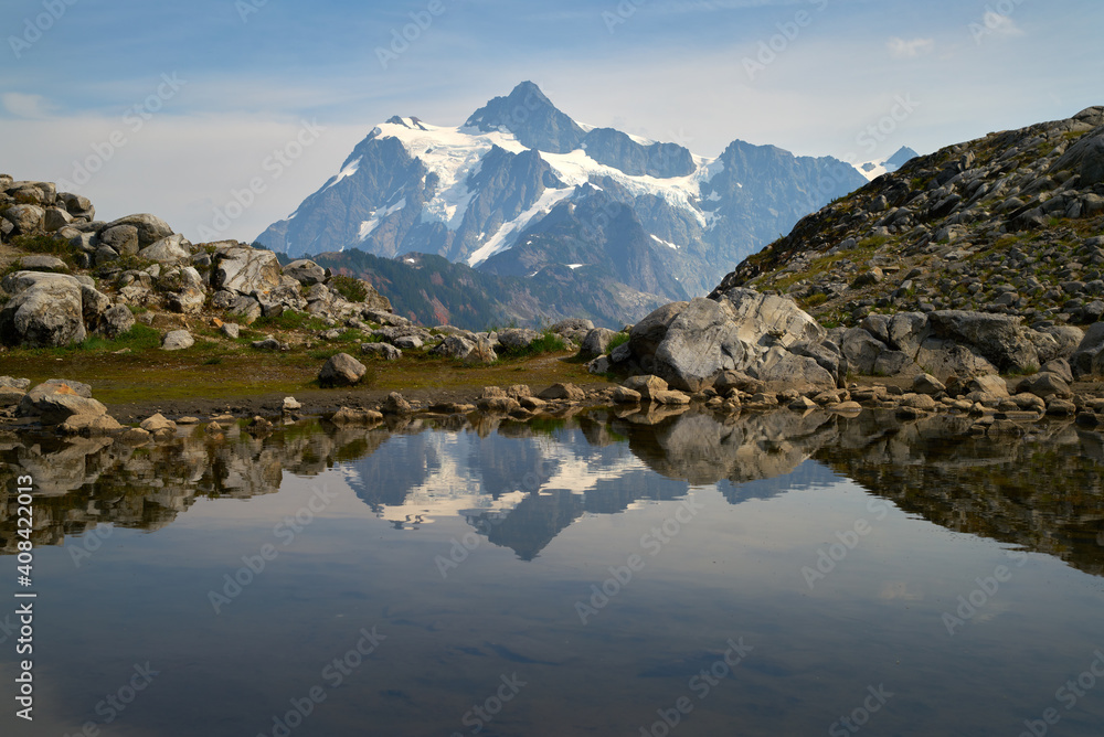 Mt. Shuksan Reflection Washington State. Mt. Shuksan in the Washington State Cascade Mountain range. USA.

