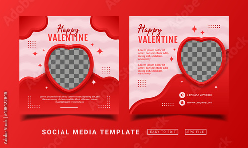 Flyer or social media post themed happy valentine day template