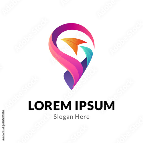 Pin arrow 3d logo template ready for use