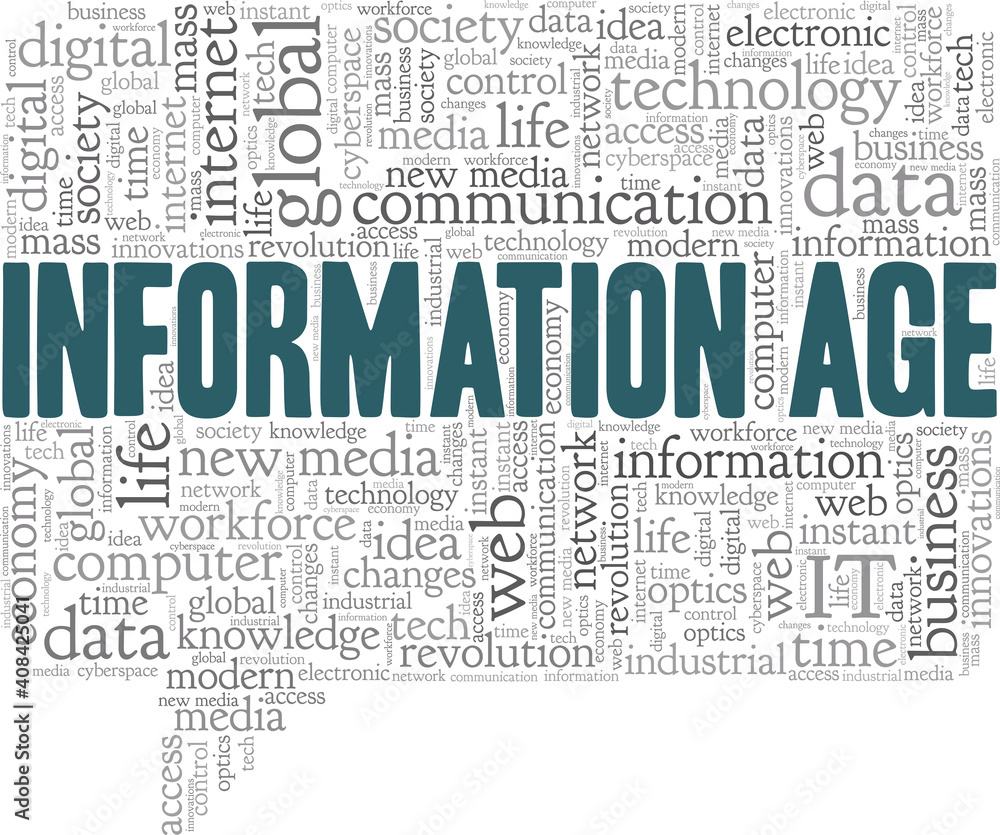 Information age vector illustration word cloud isolated on a white background.