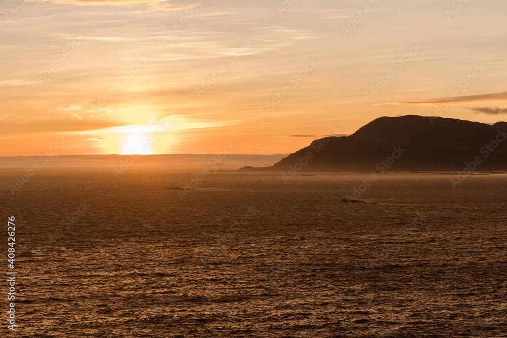 Sunset in Breiddalsvik in east Icelandic countryside Sunset in Breiddalsvik in east Icelandic countryside