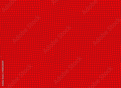 Red chaotic mosaic texture. Leather background with red geometric design. Vector mosaic background. Red leather pattern. 