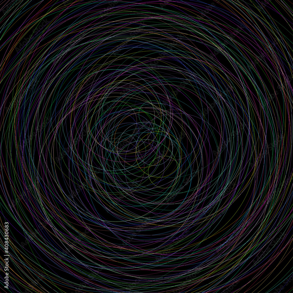 Abstract illustration of various color circles on black background Abstract illustration of various color circles on black background