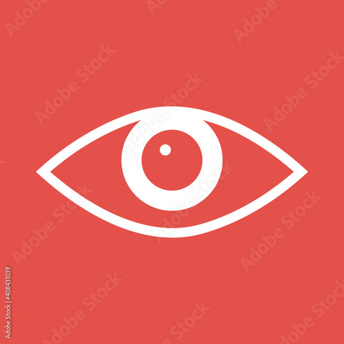 Auge - Icon, Symbol, Piktogramm, grafisches Element - Vektor - Hintergrund - rot weiß 