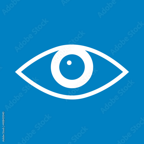 Auge - Icon, Symbol, Piktogramm, grafisches Element - Vektor - Hintergrund - blau weiß 