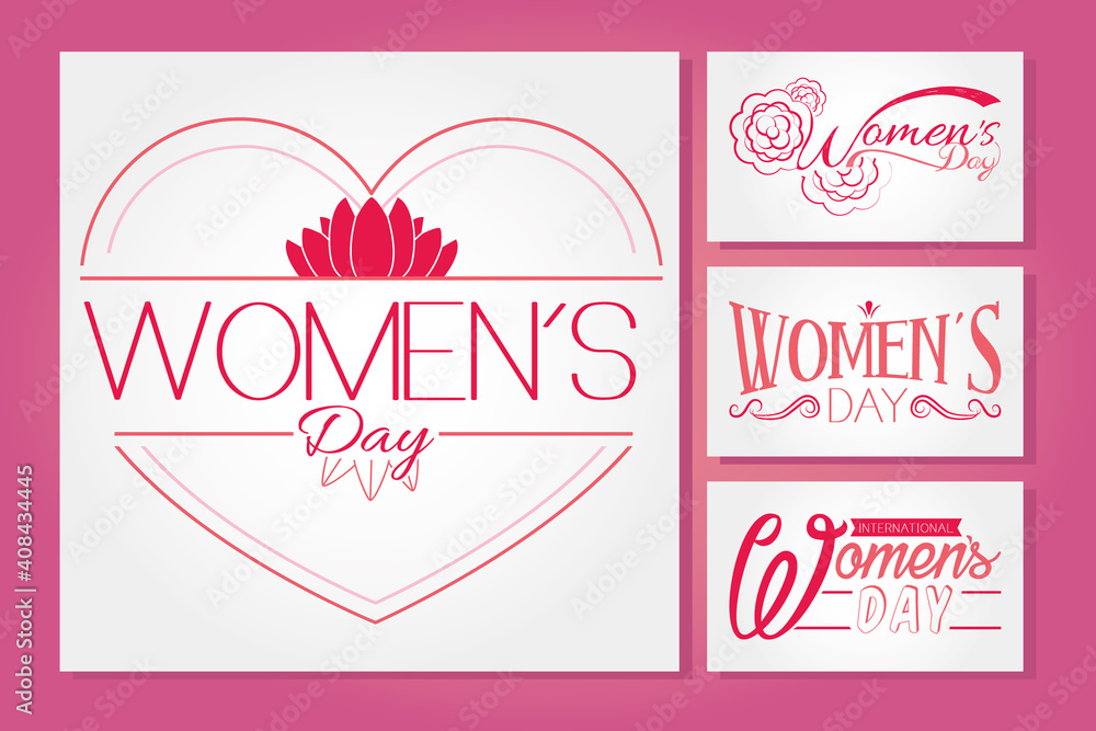 set of womens day lettering design, colorful design
