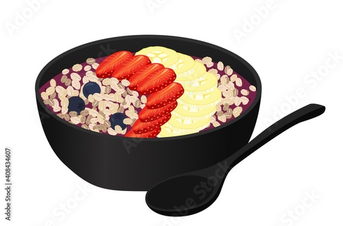 acai bowl with fruit and oat