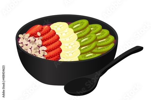 acai bowl with fruit and oat