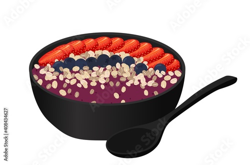 acai bowl with fruit and oat