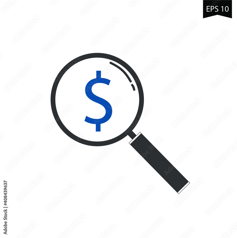 magnifying glass with dollar symbol magnifying glass with dollar symbol
