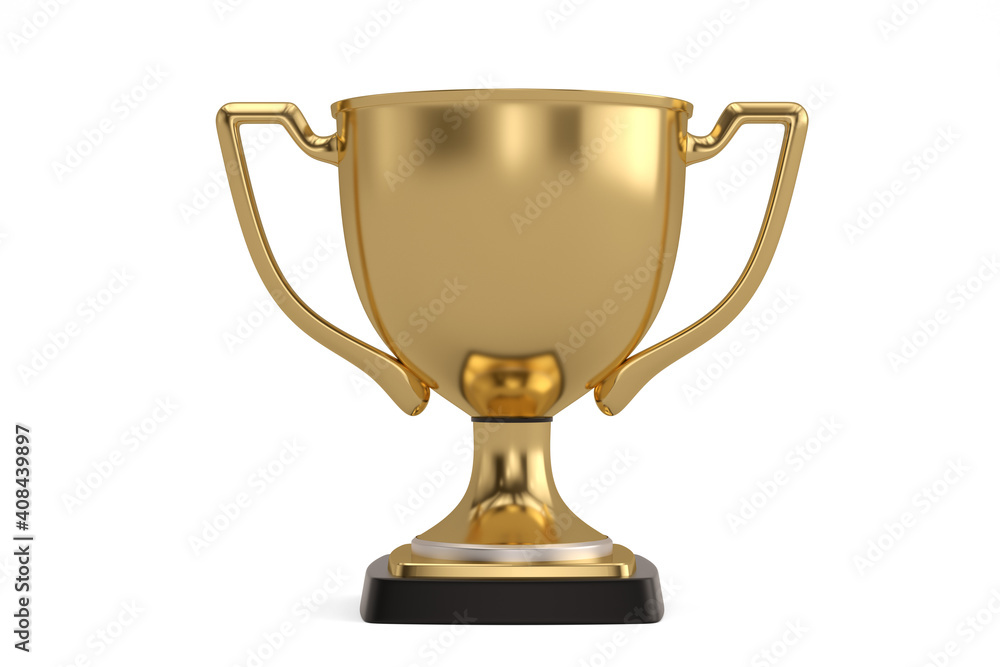 A gold trophy cup isolated on white background. 3d rendering A gold trophy cup isolated on white background. 3d rendering