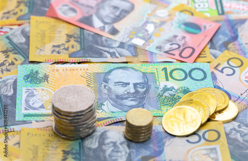 Australia Dollar - Australia currency and coins  background. photo