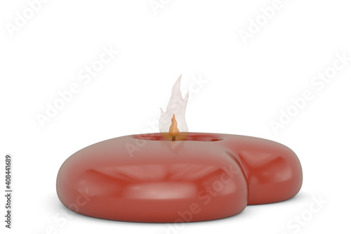 Heart candle Isolated On White Background, 3D rendering. 3D illustration.