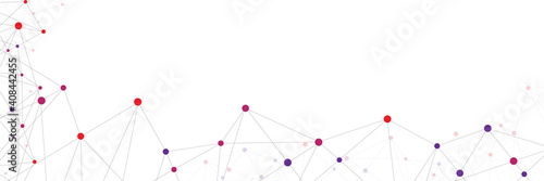 Website header or banner design with abstract geometric background and connecting dots and lines. Global network connection. Digital technology with plexus background and space for your text.